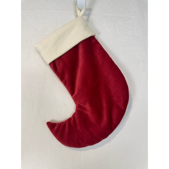 Pottery Barn Classic Velvet Christmas Elf Stocking "Dad" Red Ivory Small - Picture 2 of 4